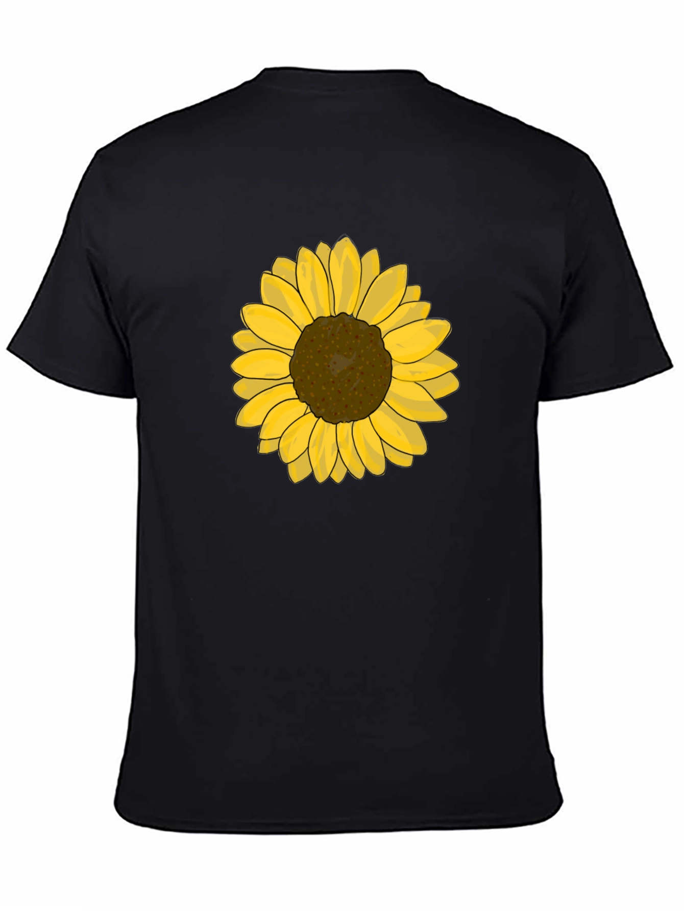 Sunflower Graphic Tee - Black Cotton Casual T-Shirt