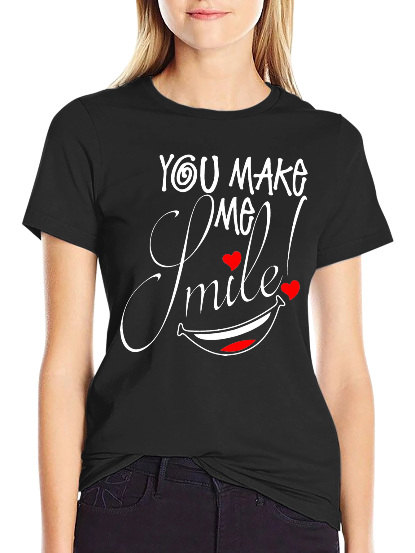 You Make Me Smile Black Graphic Tee
