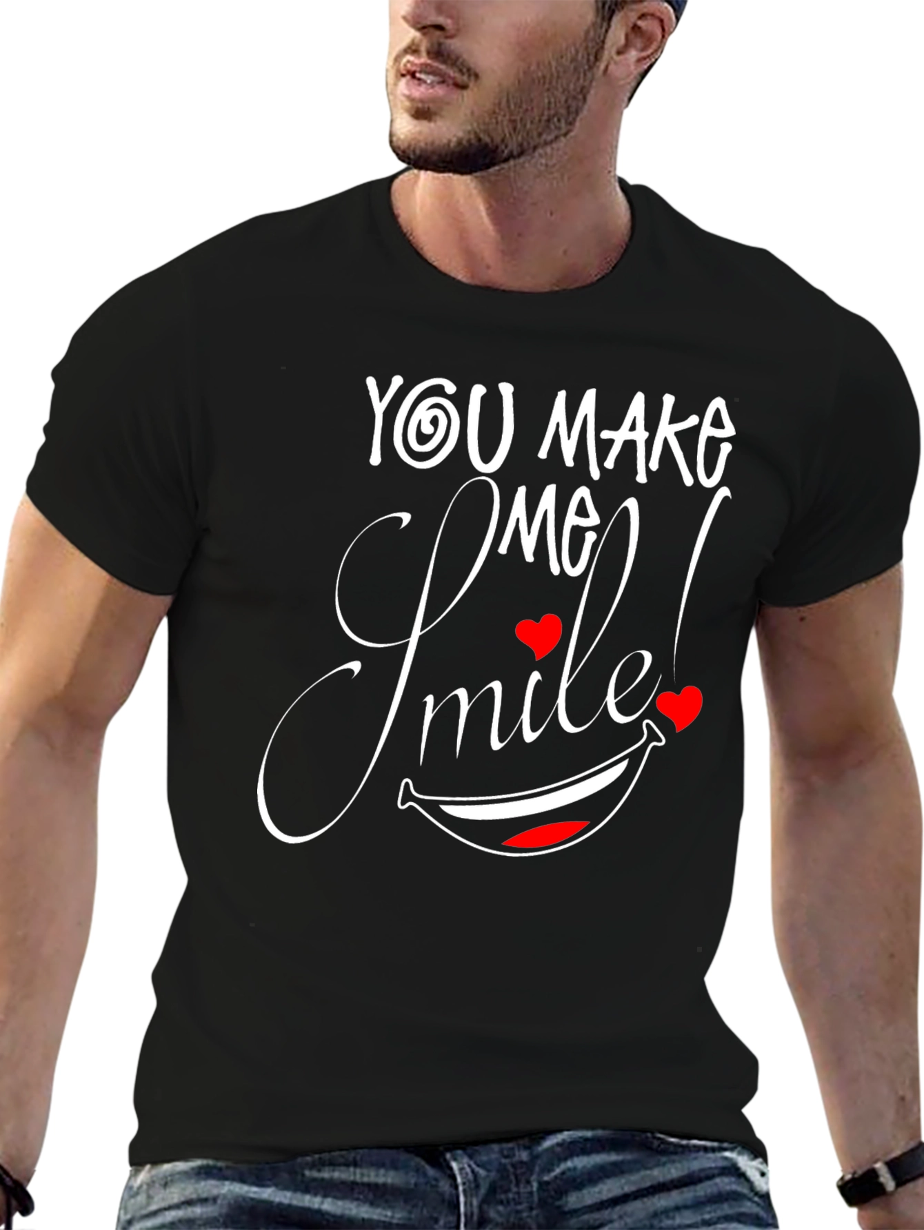 You Make Me Smile Black Graphic Tee