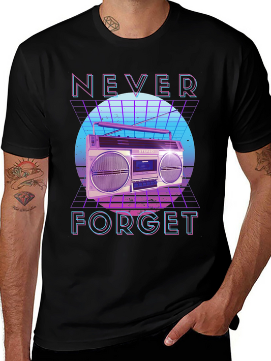 Retro 80s Boombox Never Forget Graphic Tee