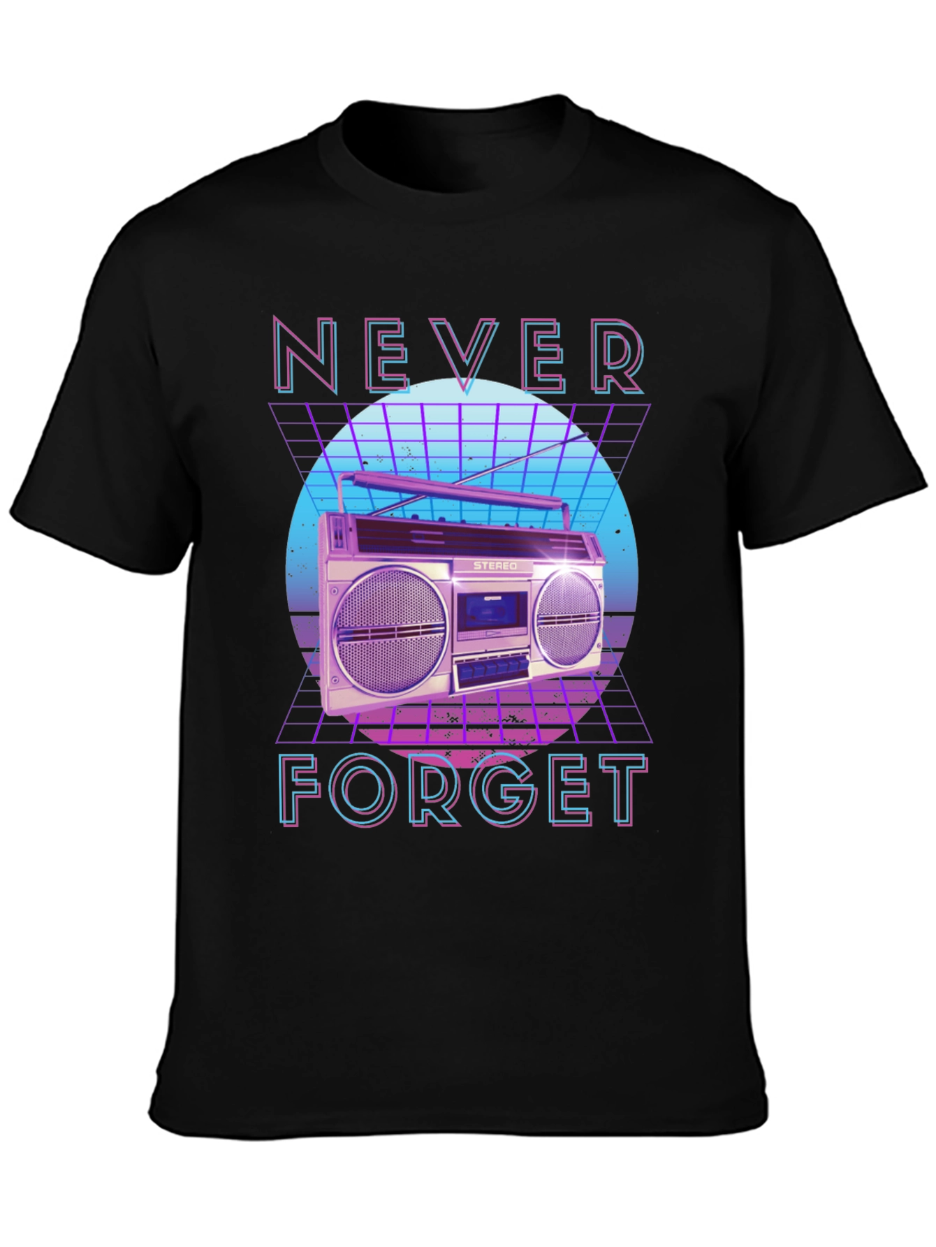 Retro 80s Boombox Never Forget Graphic Tee