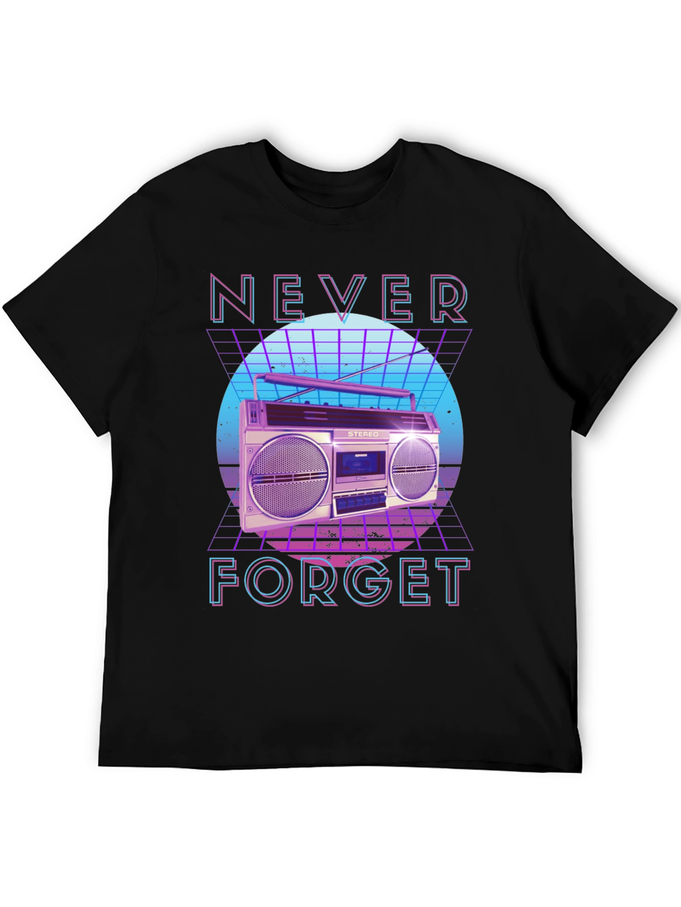 Retro 80s Boombox Never Forget Graphic Tee