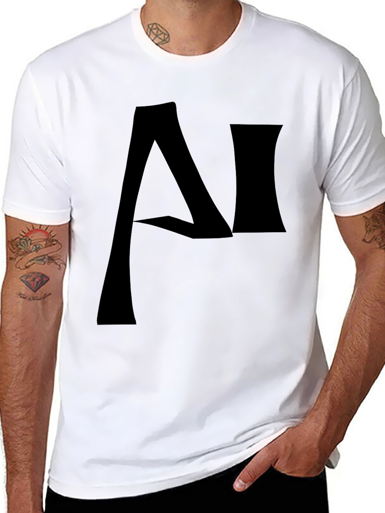 AI Logo T-Shirt - Modern Black Graphic Tee