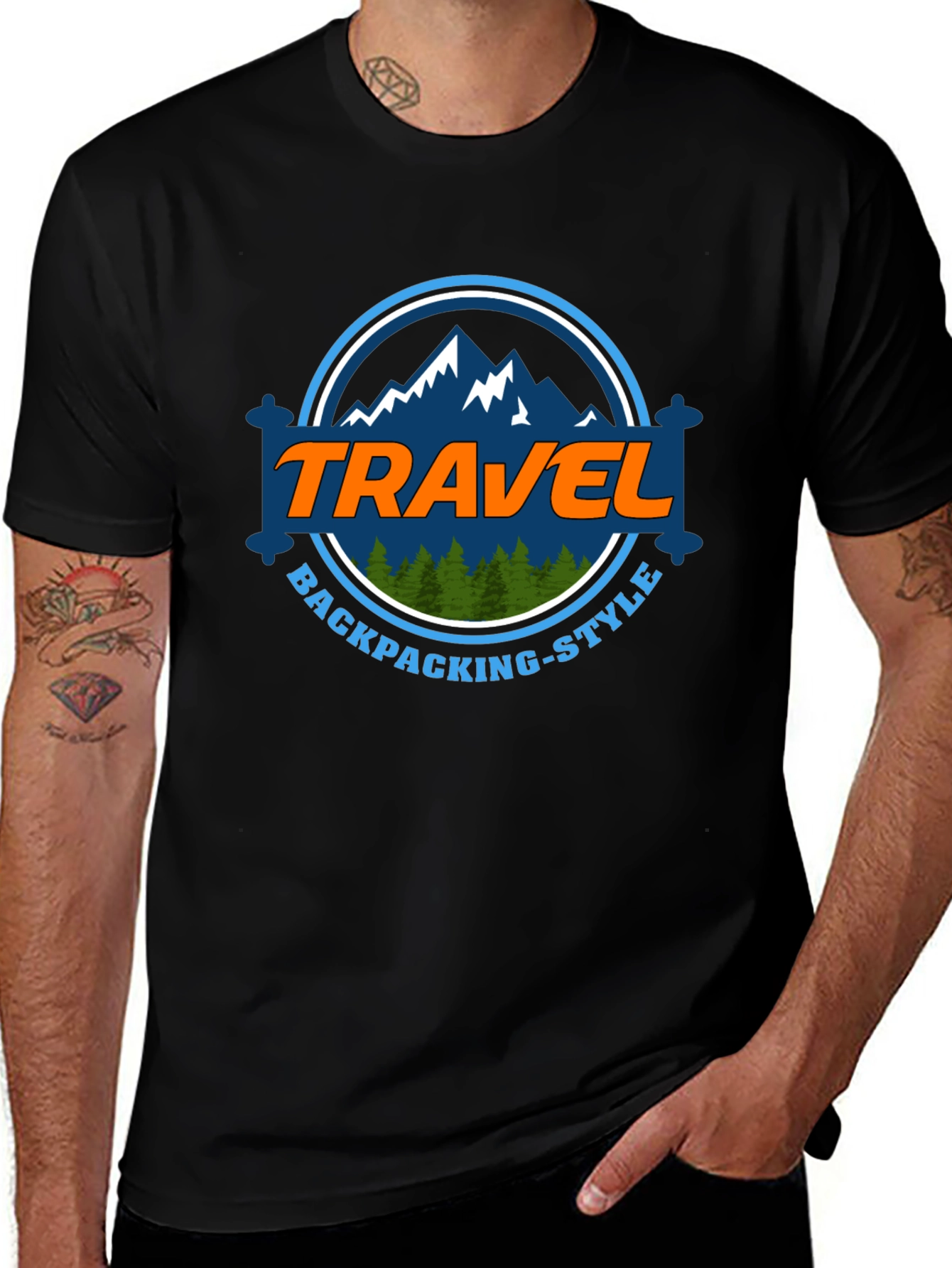 Travel Backpacking-Style Graphic T-Shirt