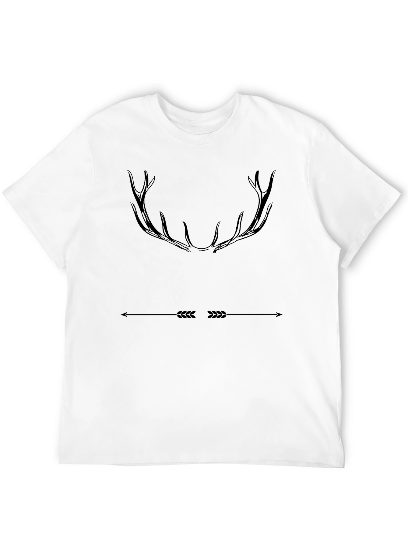 Mens Black T-Shirt Antler Arrow Graphic Tee