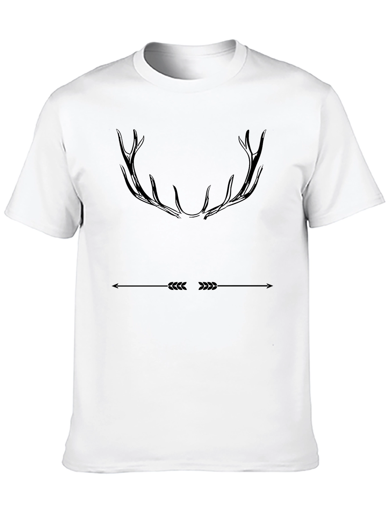 Mens Black T-Shirt Antler Arrow Graphic Tee