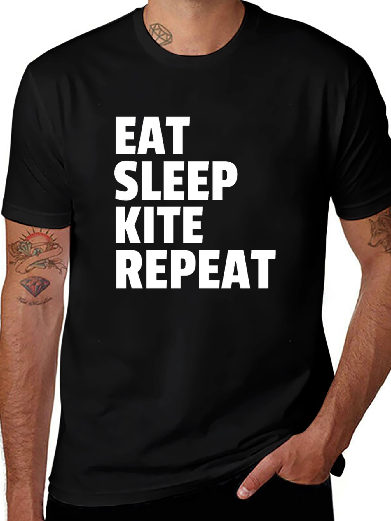 Eat Sleep Kite Repeat Graphic Tee - Kitesurfing T-Shirt