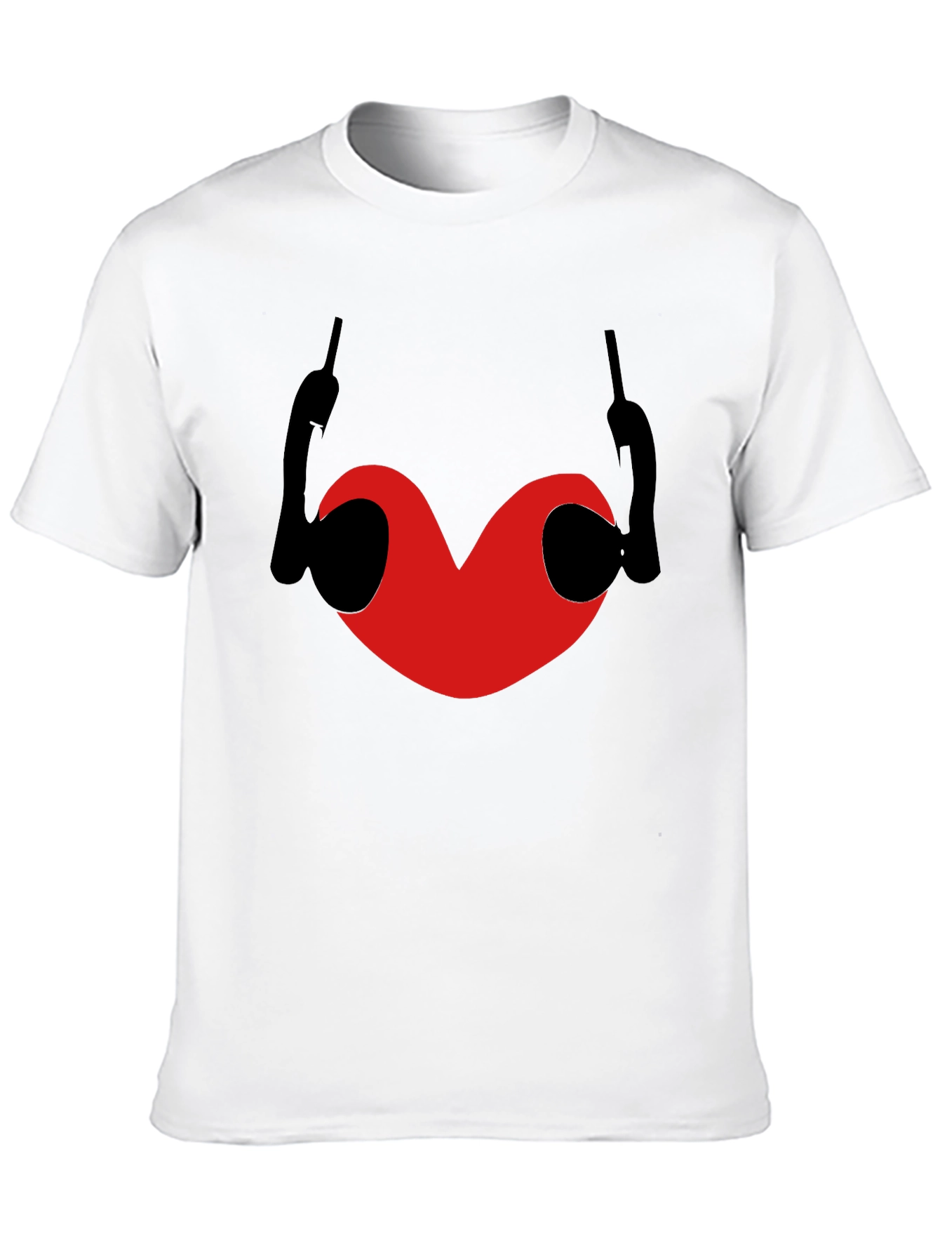 Heart & Devil Horns Graphic Black T-Shirt