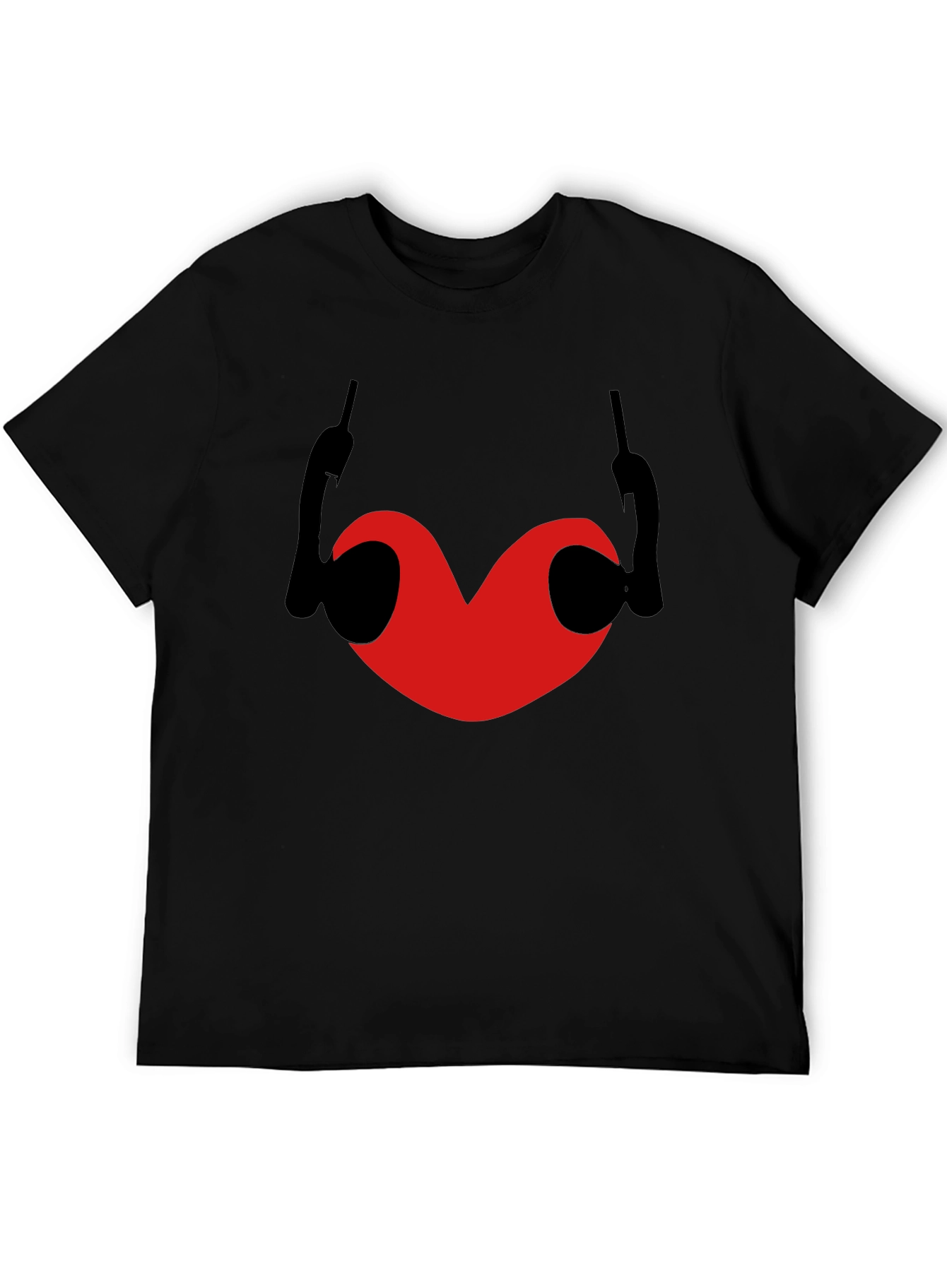 Heart & Devil Horns Graphic Black T-Shirt