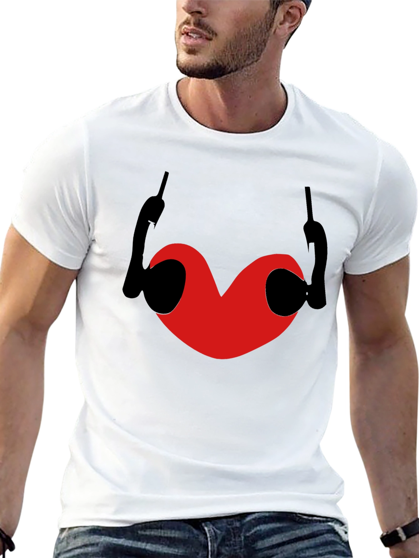 Heart & Devil Horns Graphic Black T-Shirt