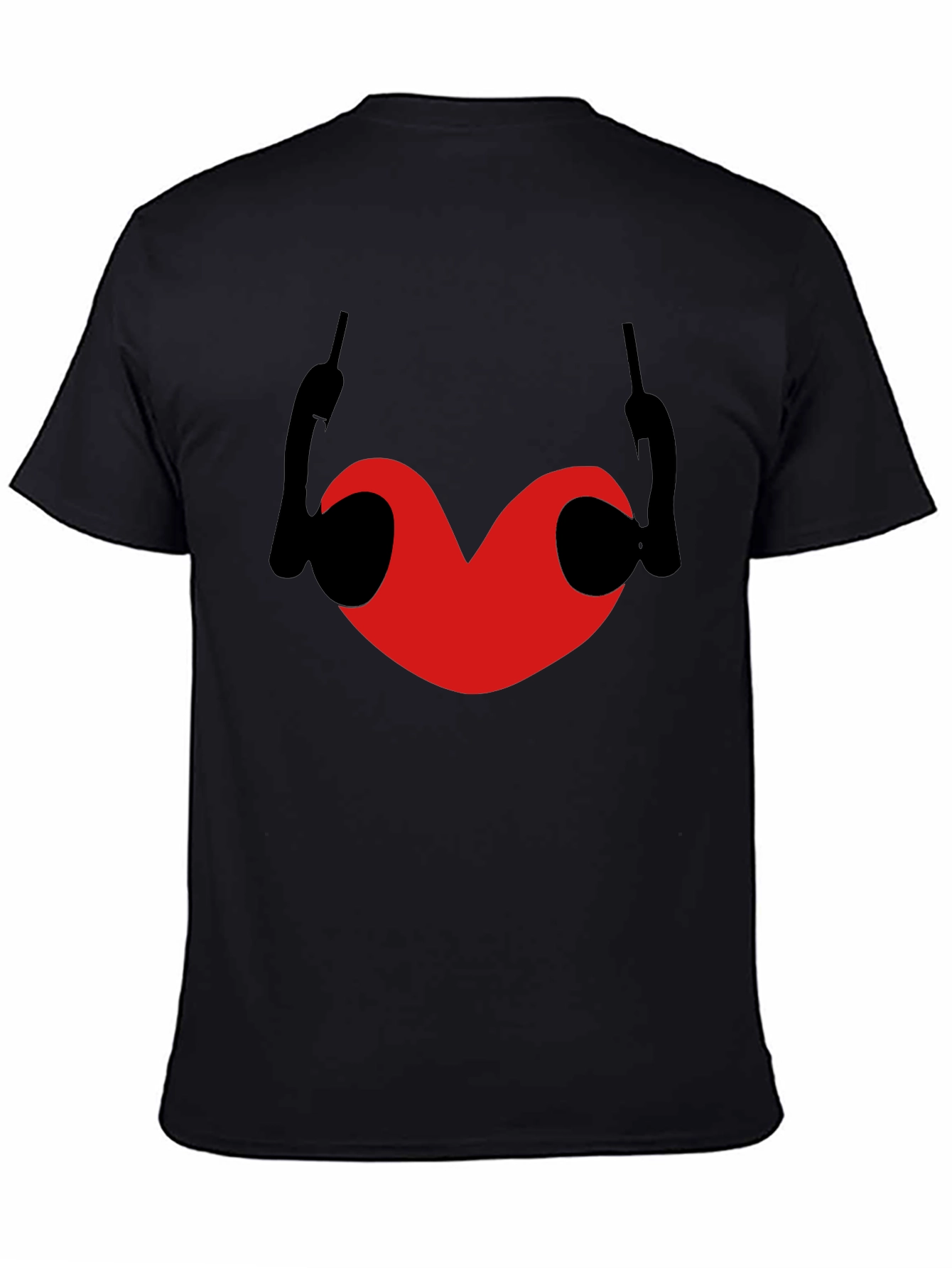 Heart & Devil Horns Graphic Black T-Shirt