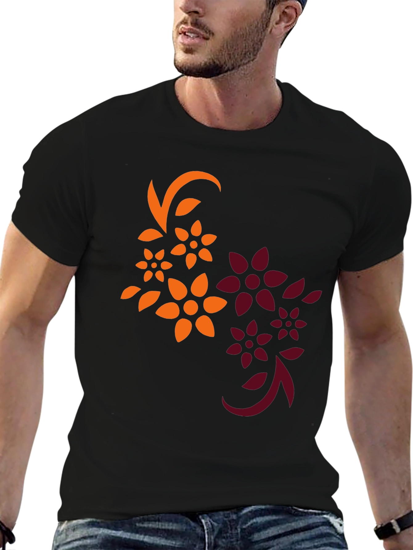 Floral Graphic Black T-Shirt