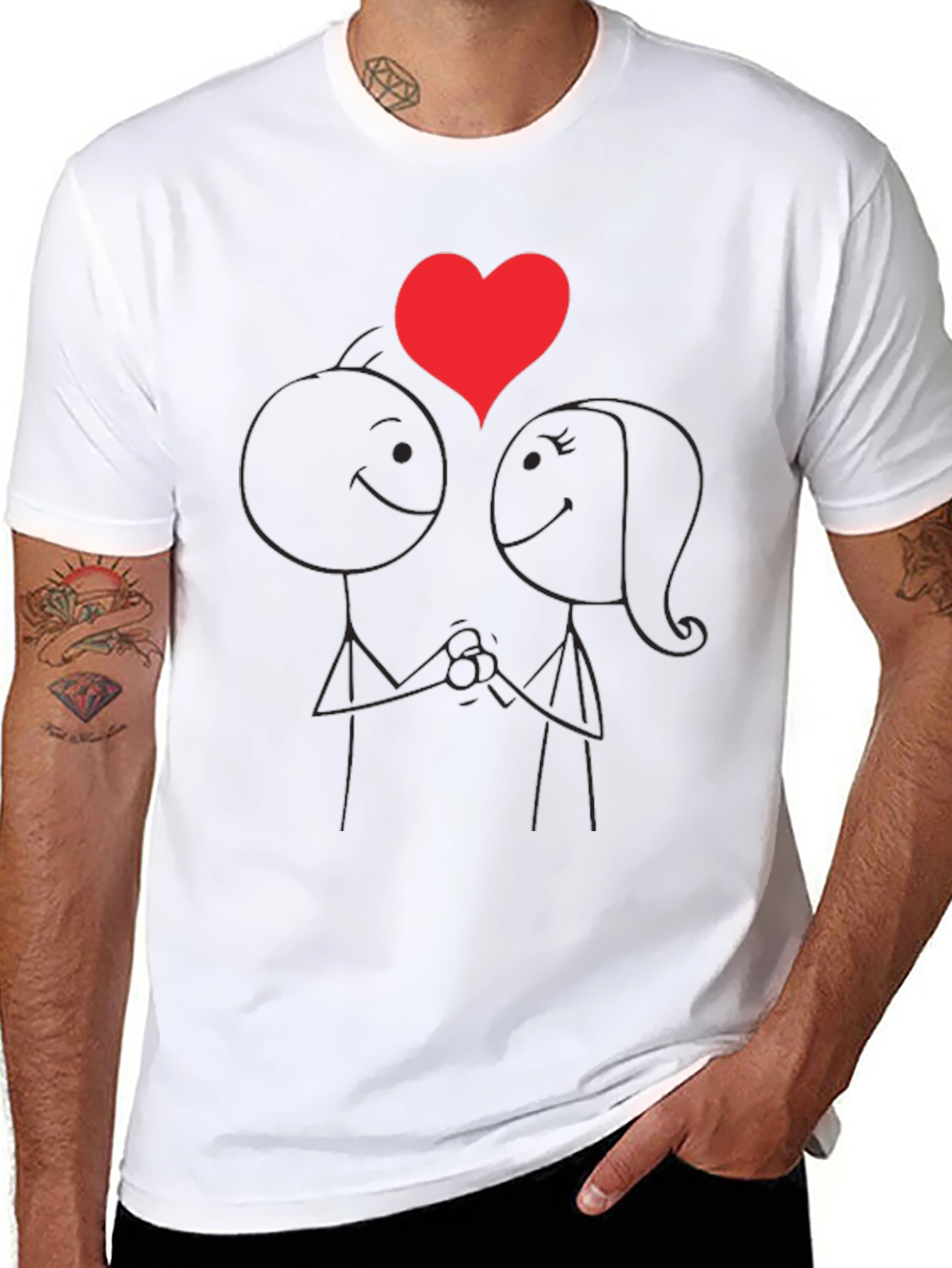 Romantic Stick Figure Couple T-Shirt