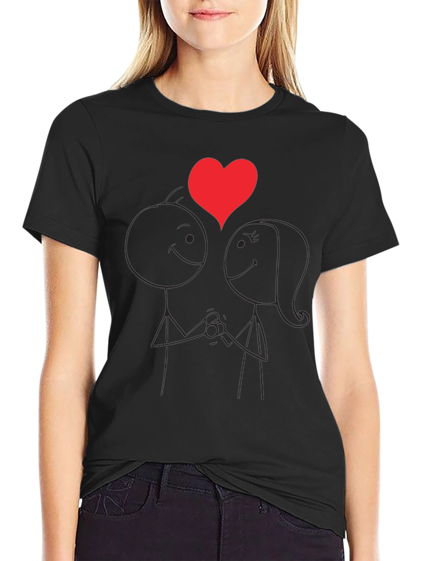 Romantic Stick Figure Couple T-Shirt
