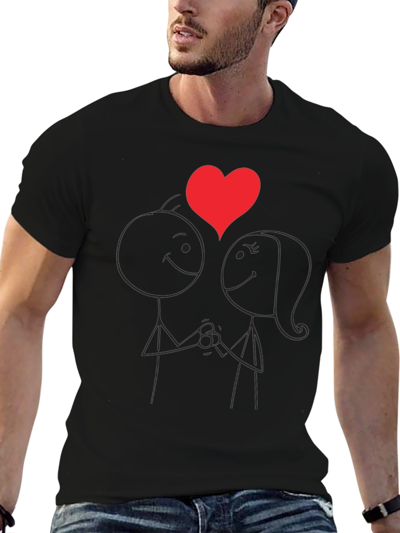 Romantic Stick Figure Couple T-Shirt