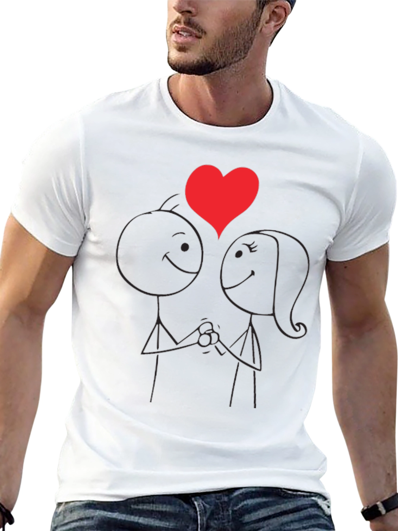 Romantic Stick Figure Couple T-Shirt