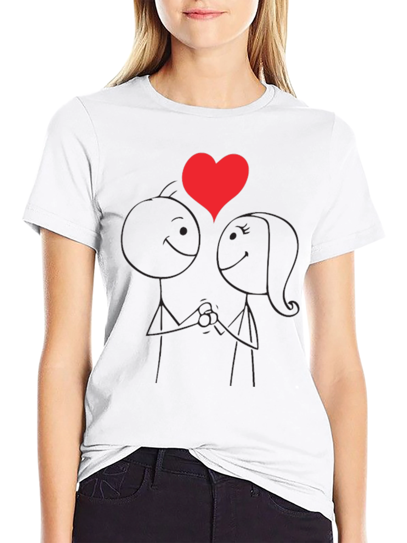 Romantic Stick Figure Couple T-Shirt