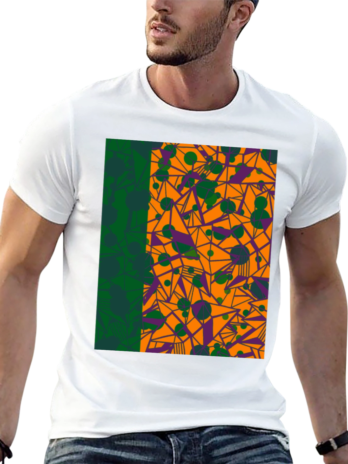 Geometric Patterned Graphic Tee