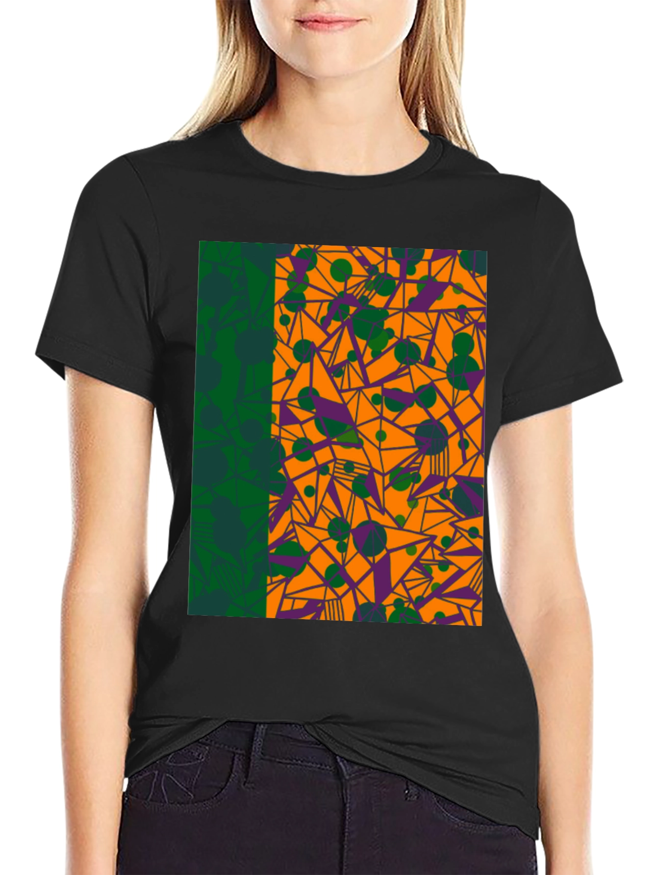 Geometric Patterned Graphic Tee