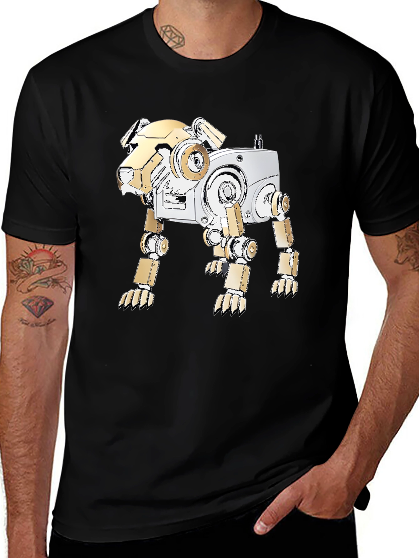 Robot Dog Graphic Tee - Stylish Sci-Fi Shirt