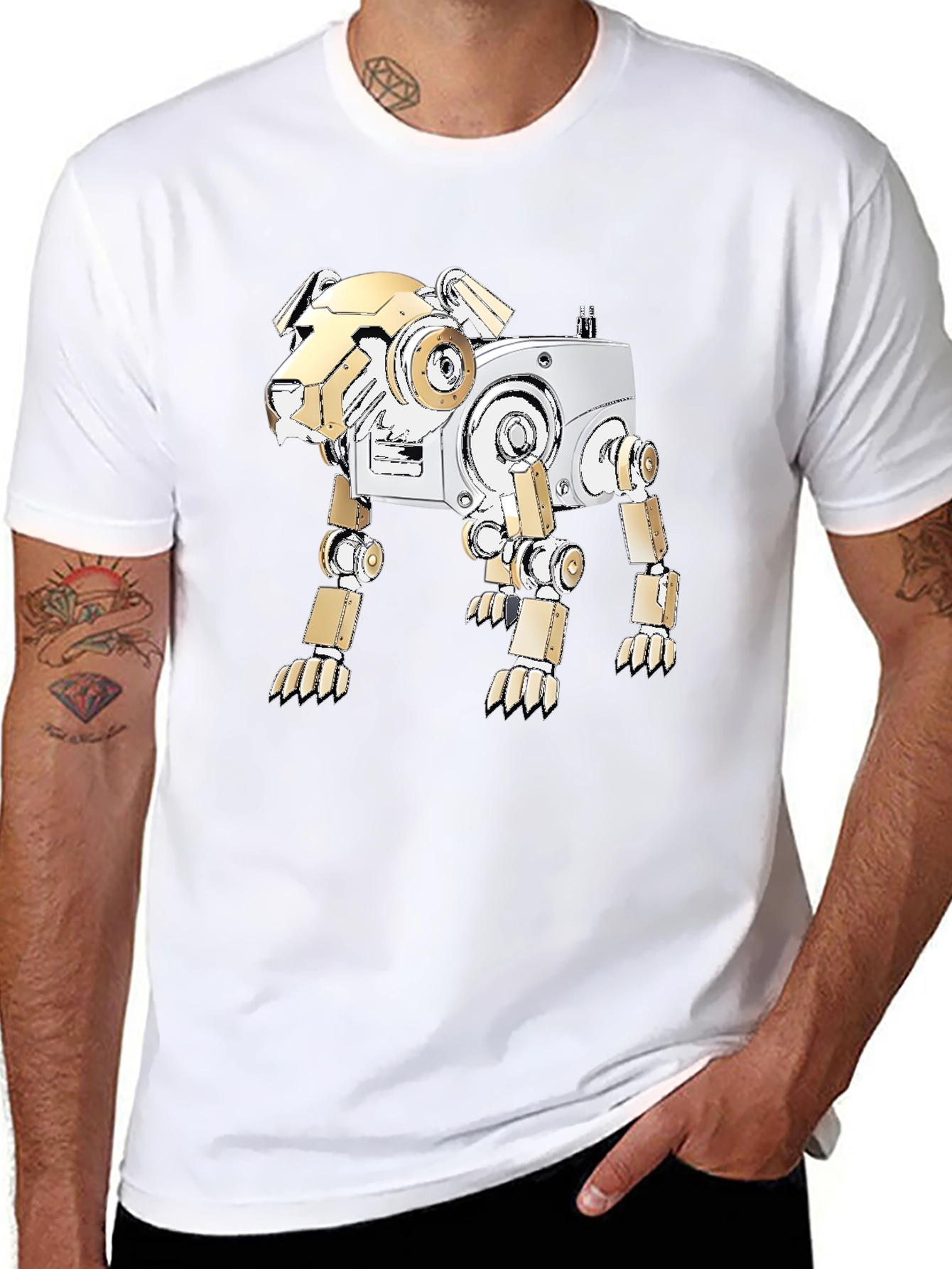 Robot Dog Graphic Tee - Stylish Sci-Fi Shirt