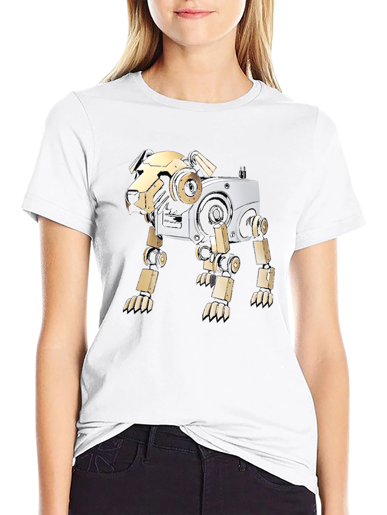 Robot Dog Graphic Tee - Stylish Sci-Fi Shirt