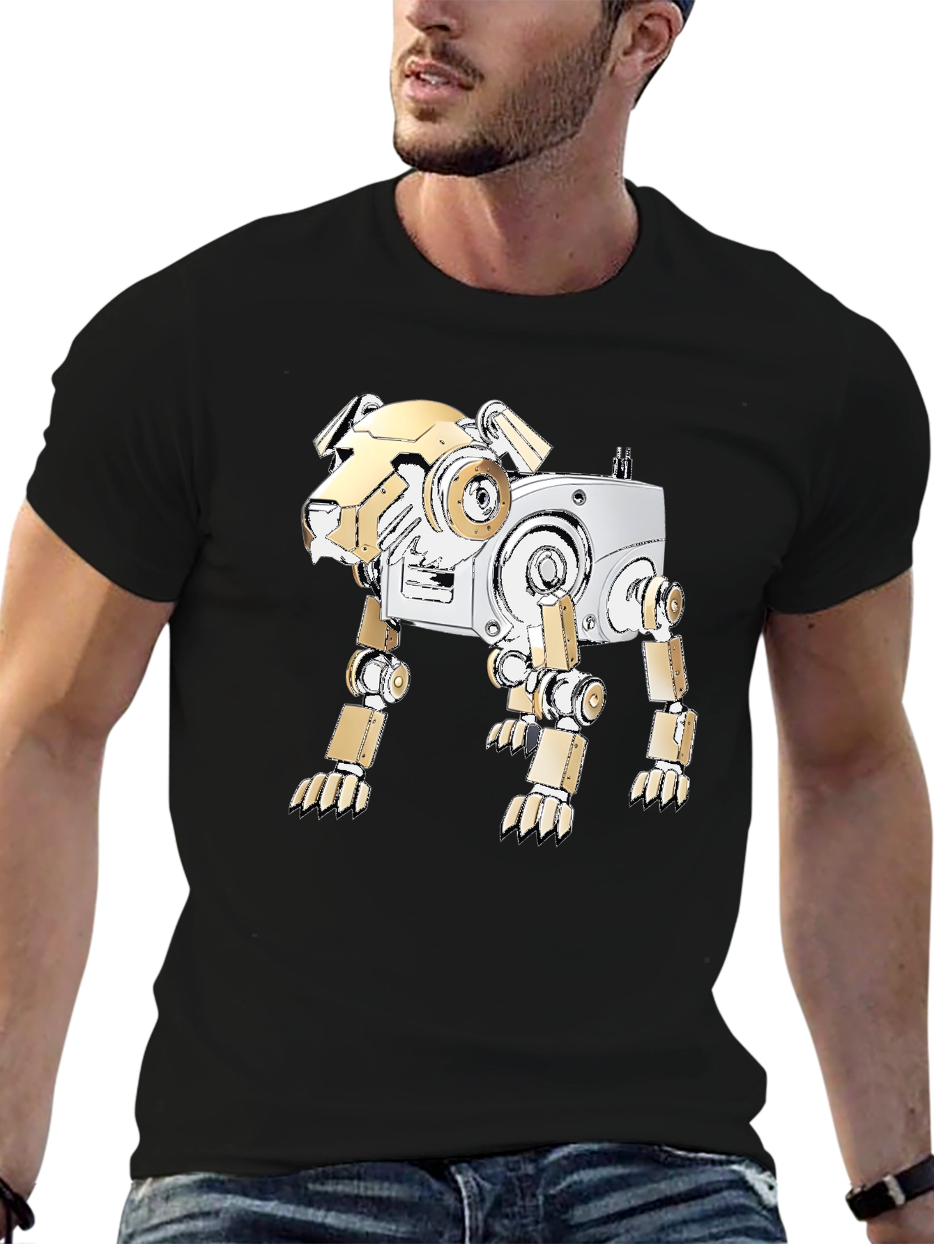 Robot Dog Graphic Tee - Stylish Sci-Fi Shirt