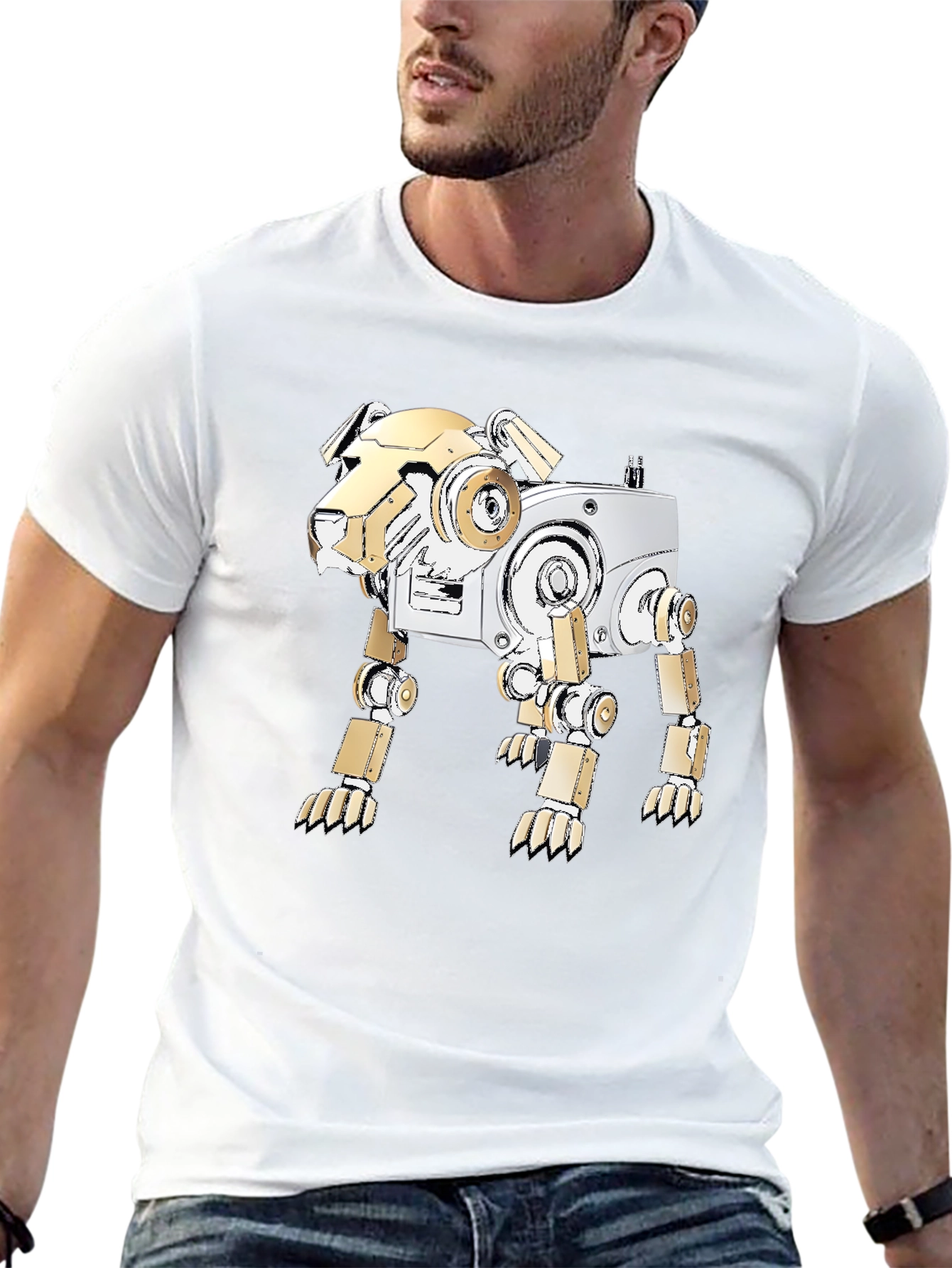Robot Dog Graphic Tee - Stylish Sci-Fi Shirt