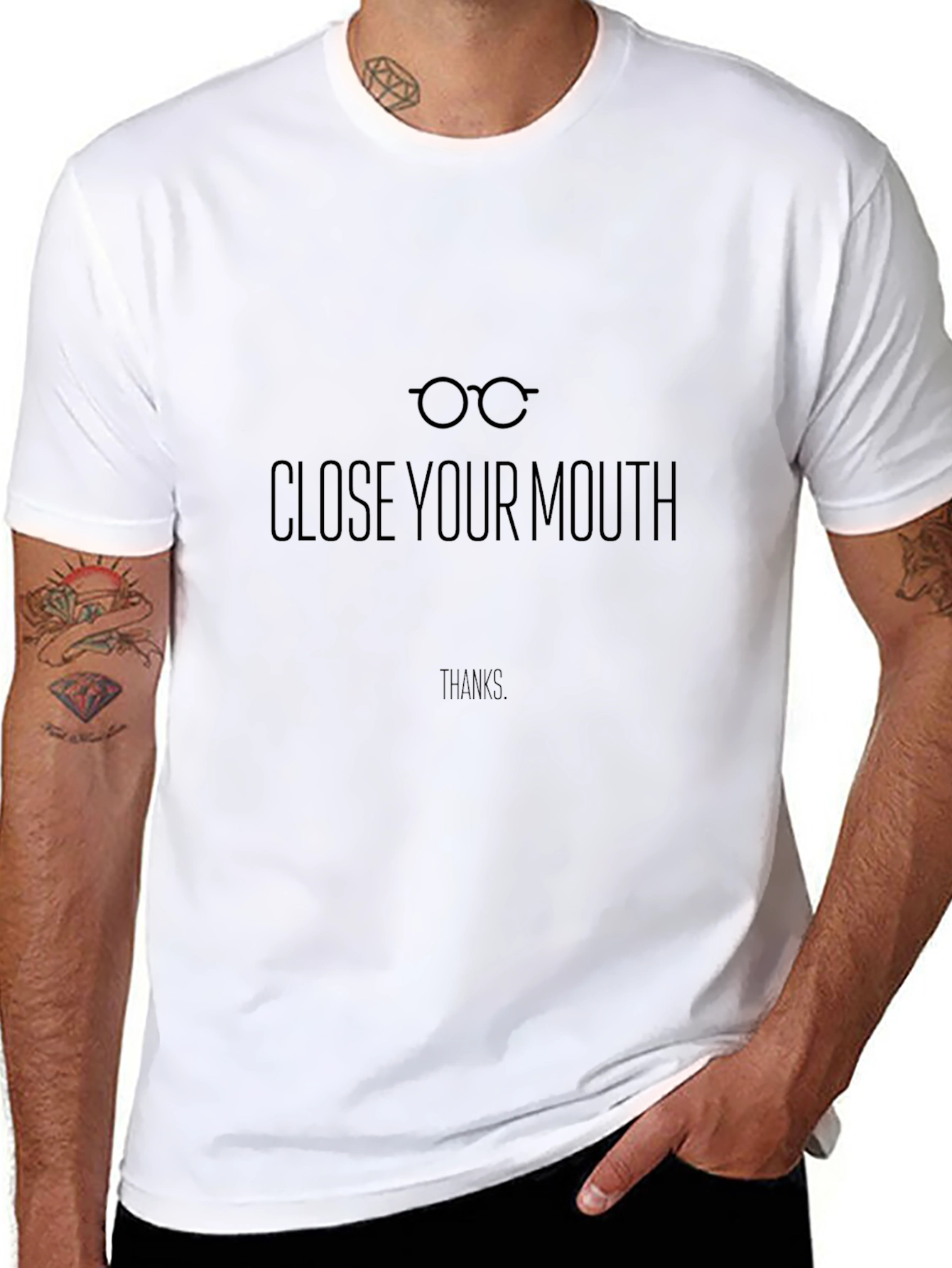 Close Your Mouth Graphic Tee - Mens Black T-Shirt