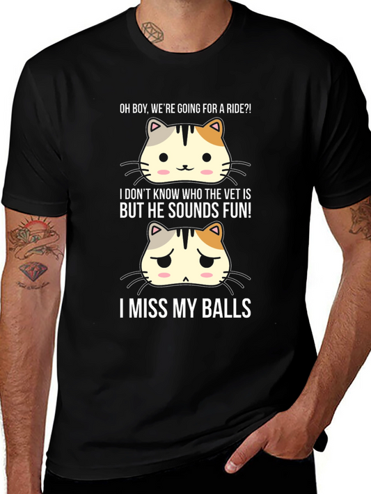 Funny Cat Neutering T-Shirt - Ride Vet and Missing Balls Humor