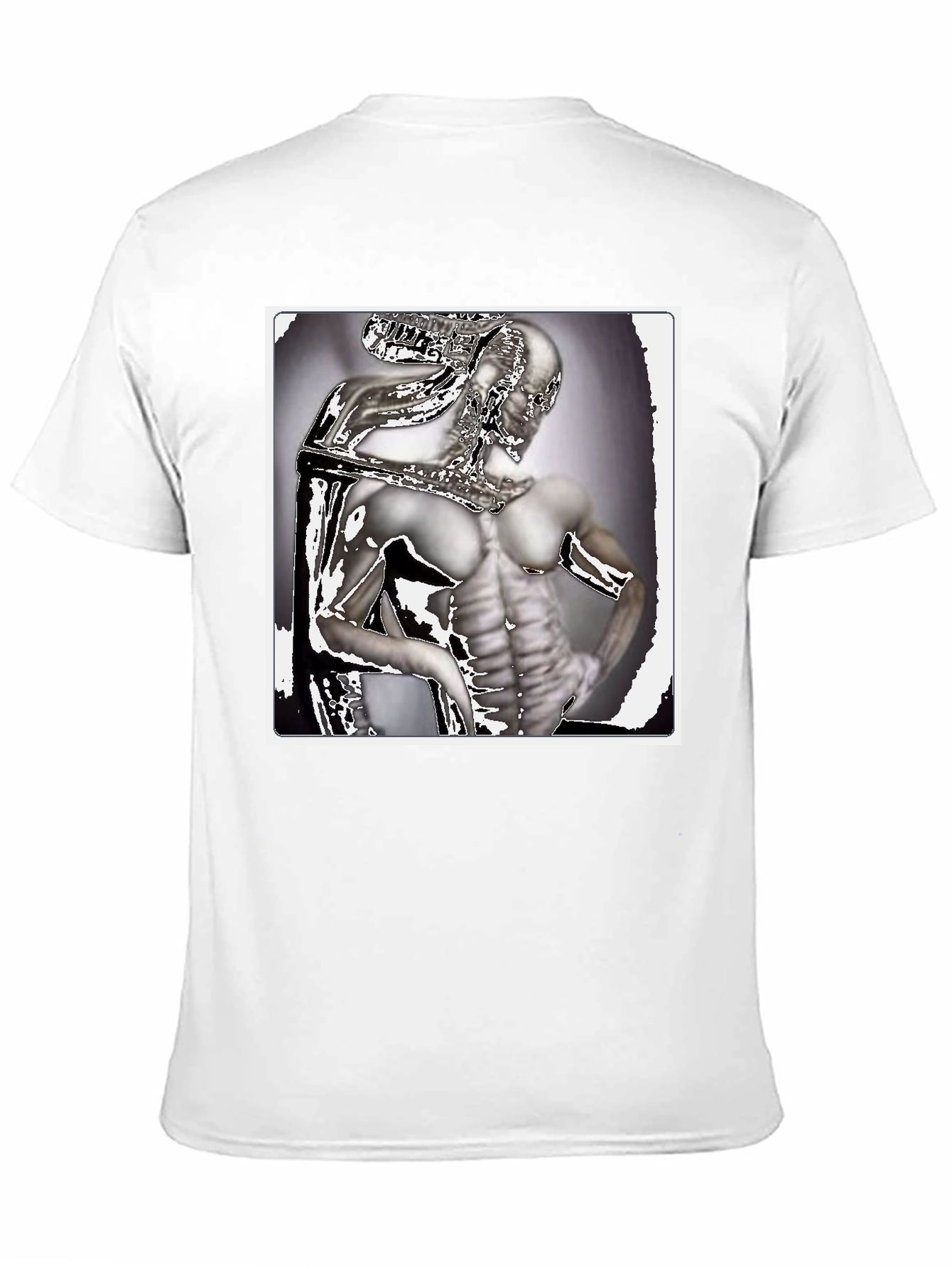 Futuristic Humanoid Graphic Tee - Black