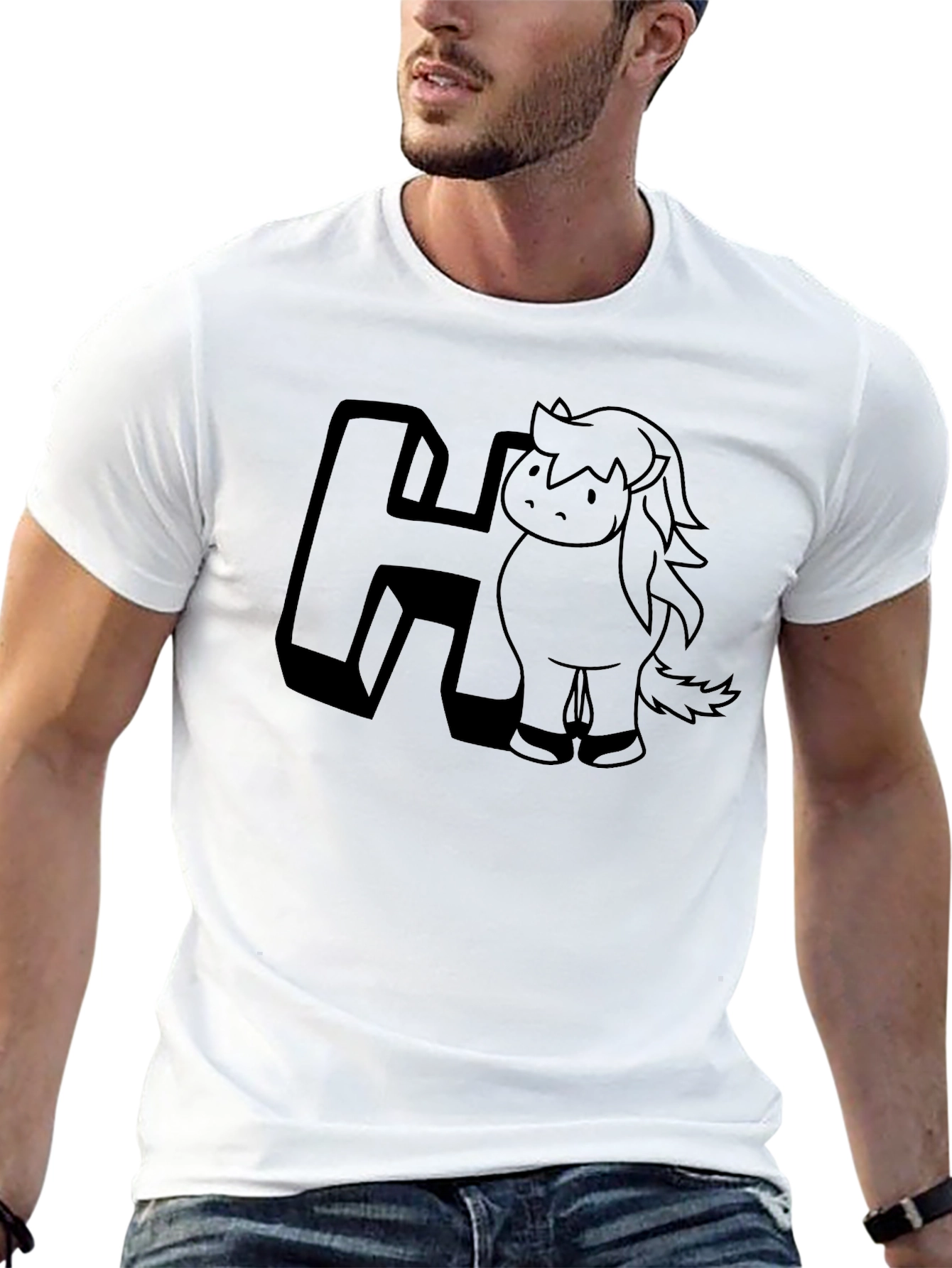 Black H Horse Graphic Tee