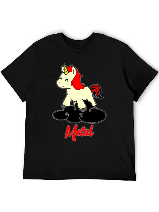 Metal Unicorn T-Shirt - Black Cotton Tee