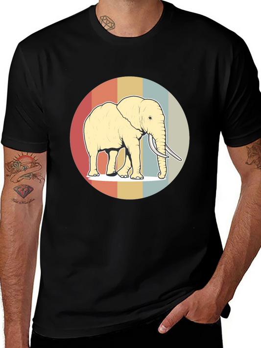 Retro Elephant Graphic Tee - Soft Cotton Blend