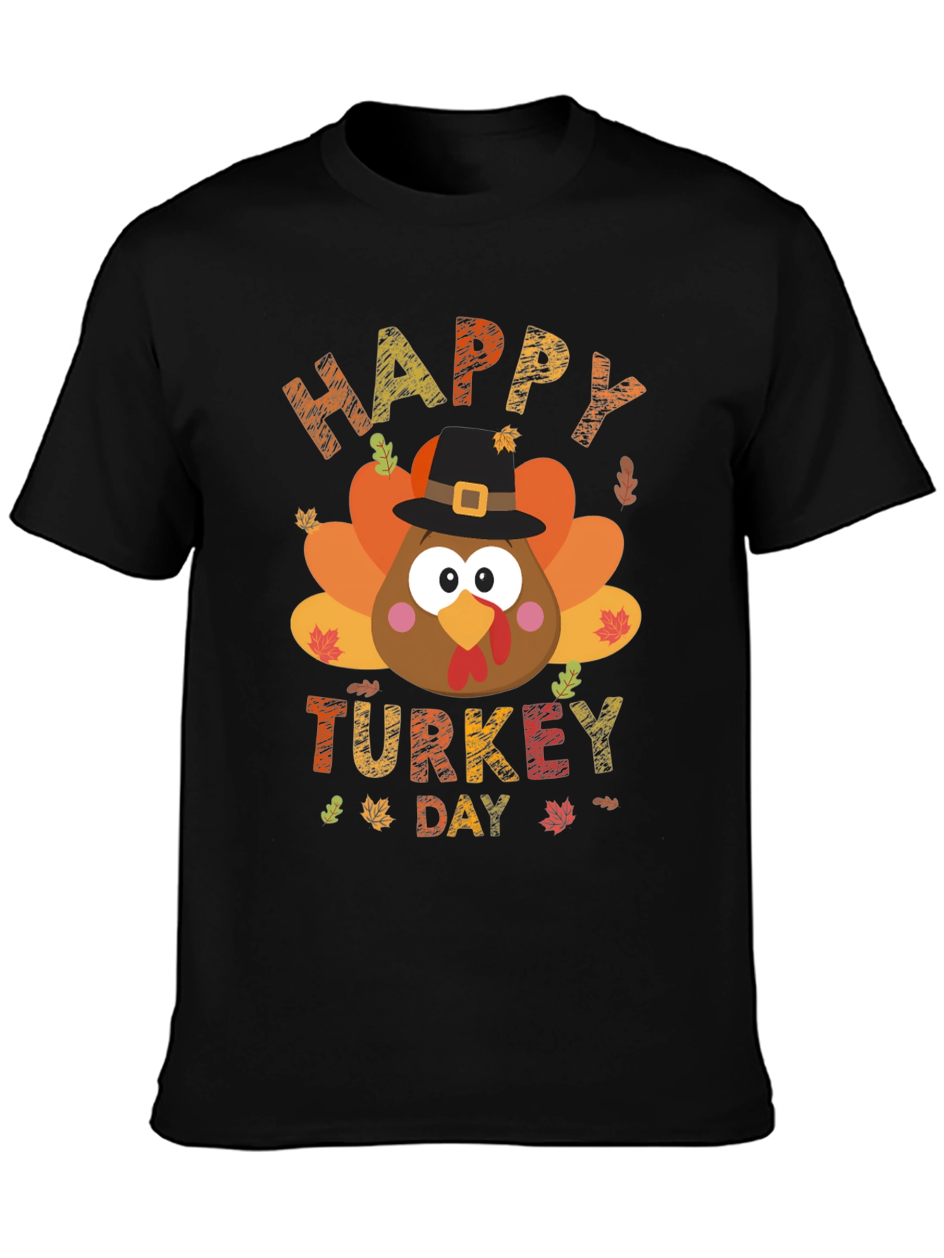 Happy Turkey Day Graphic Tee - Black