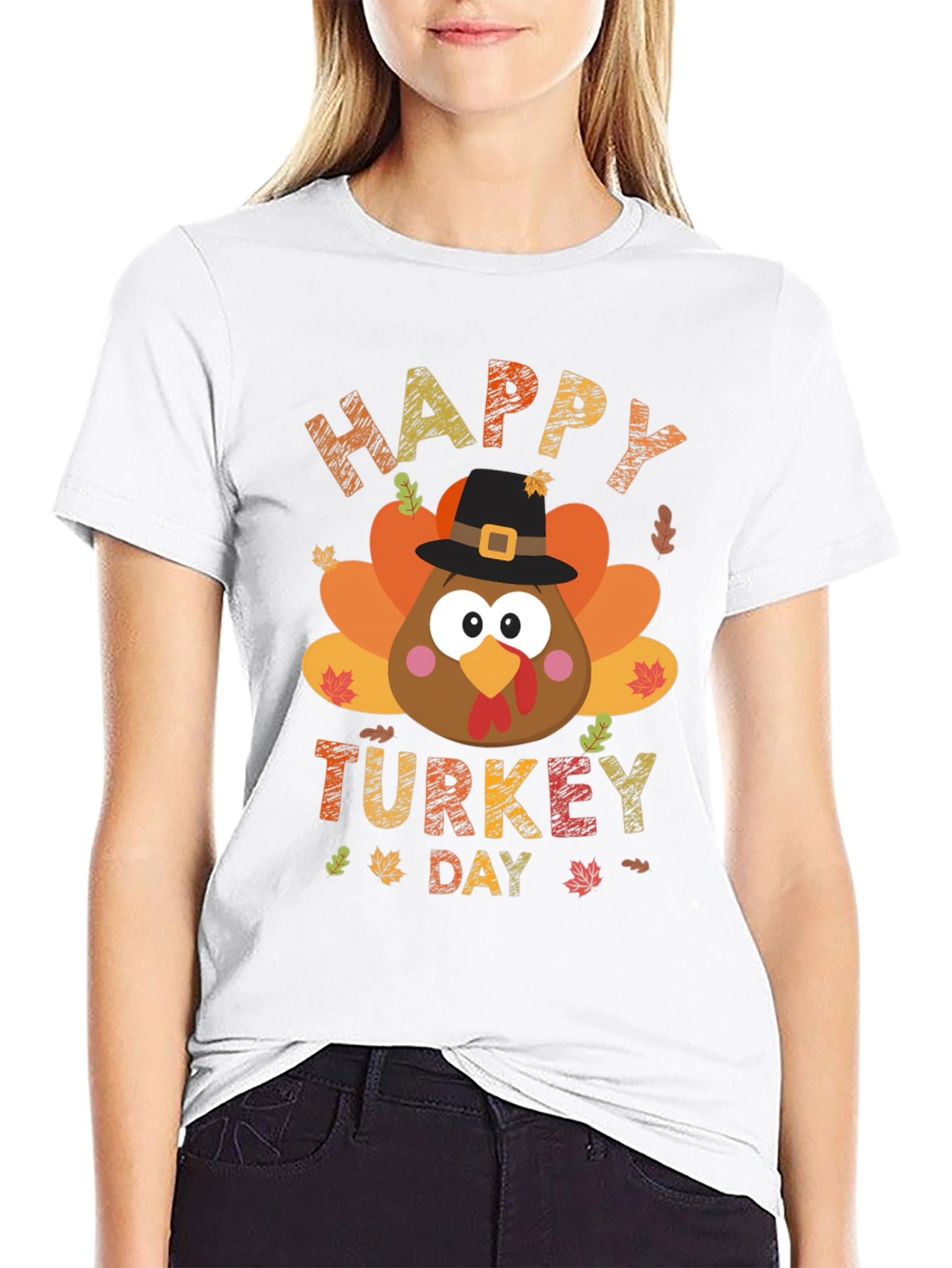 Happy Turkey Day Graphic Tee - Black