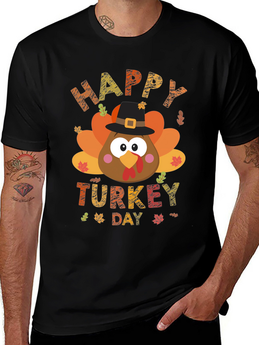 Happy Turkey Day Graphic Tee - Black