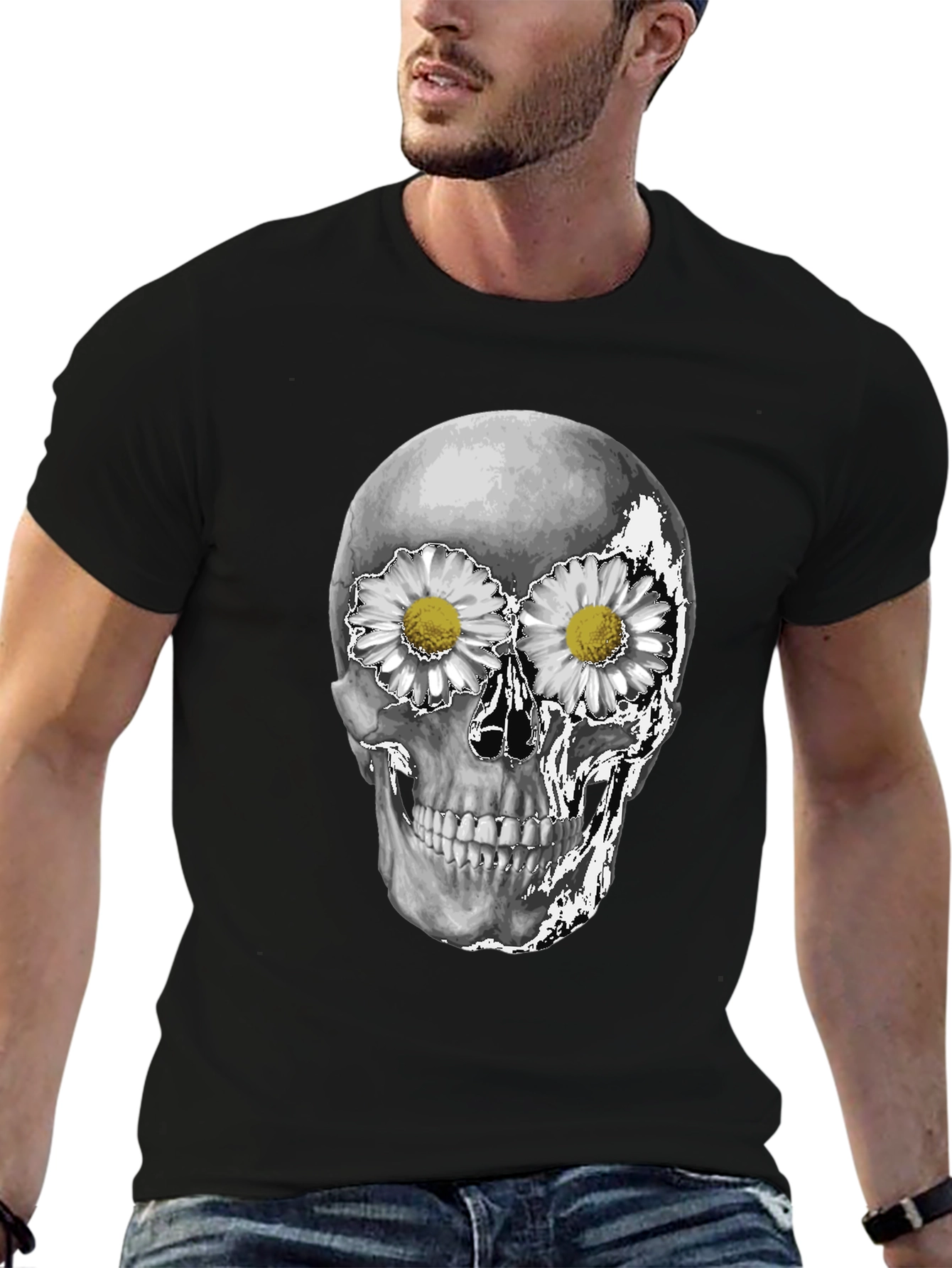 Skull & Daisy T-Shirt - Unique Graphic Tee