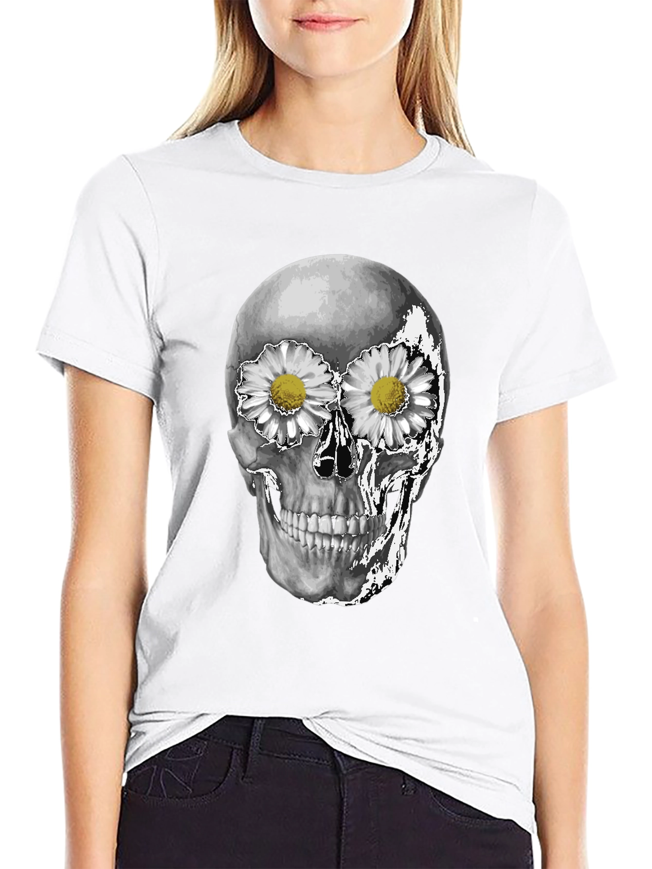 Skull & Daisy T-Shirt - Unique Graphic Tee