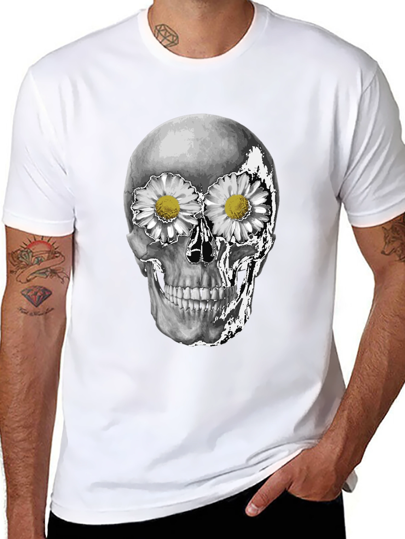 Skull & Daisy T-Shirt - Unique Graphic Tee