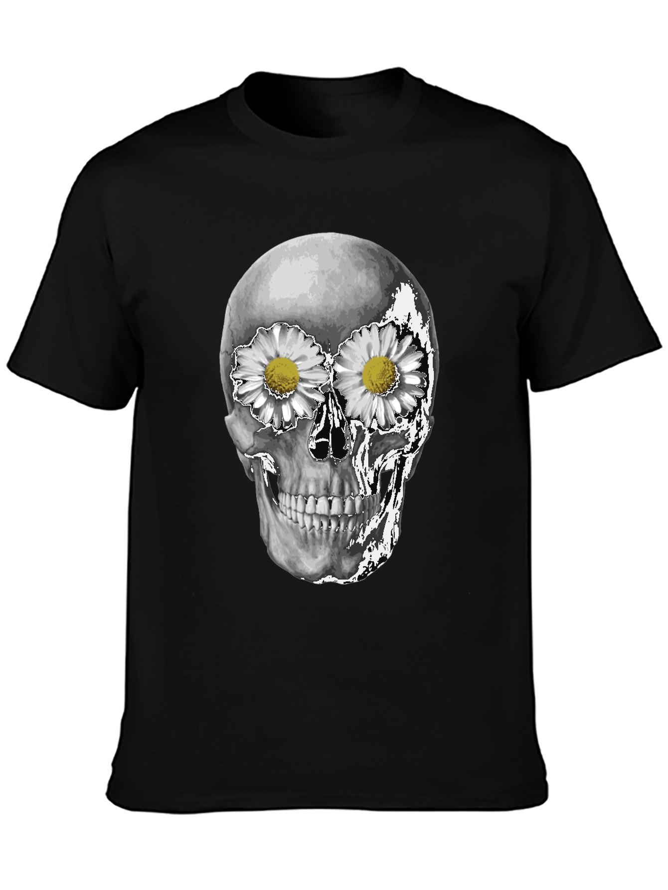 Skull & Daisy T-Shirt - Unique Graphic Tee