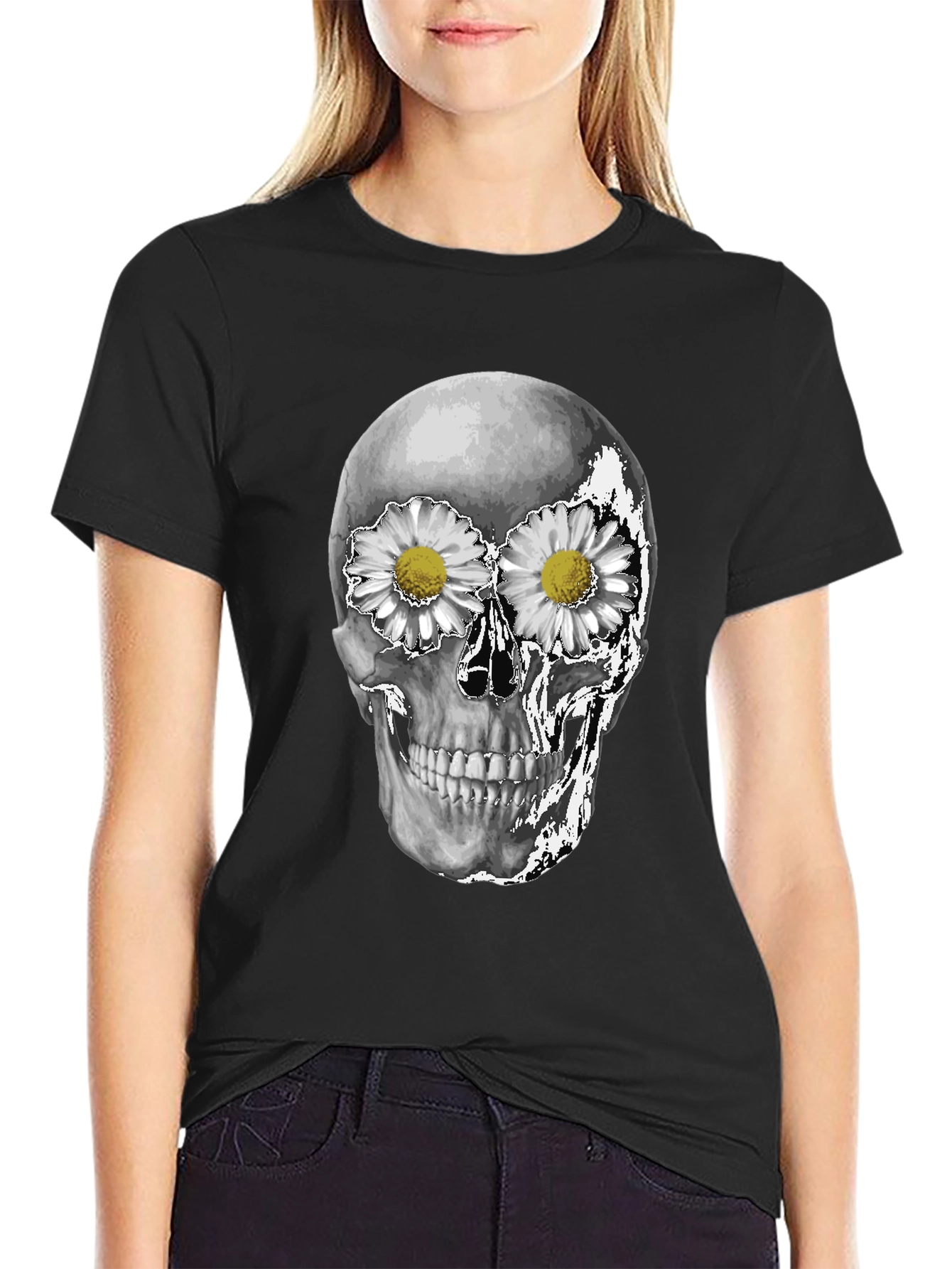 Skull & Daisy T-Shirt - Unique Graphic Tee