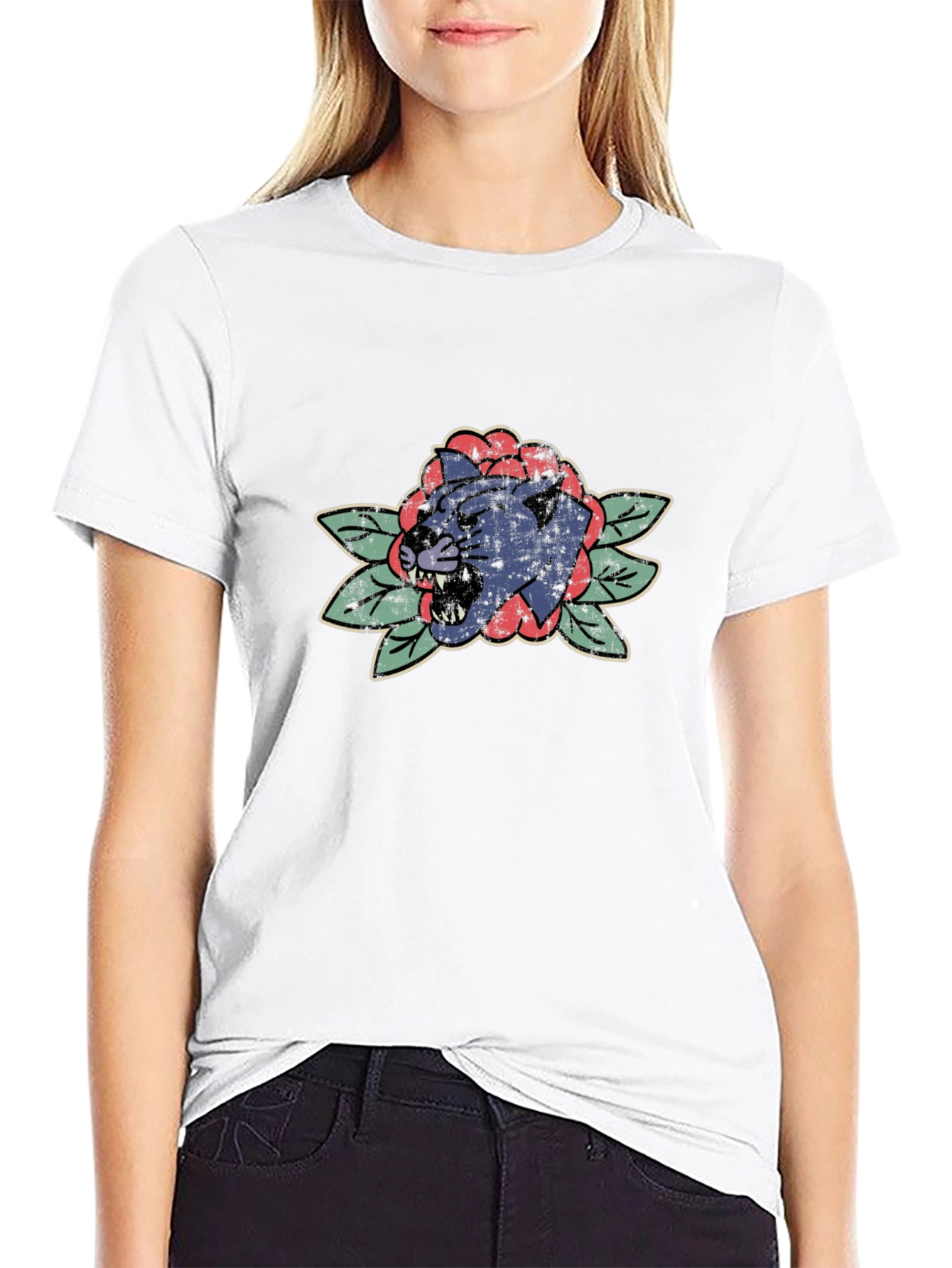 Panther Rose Tattoo Graphic T-Shirt