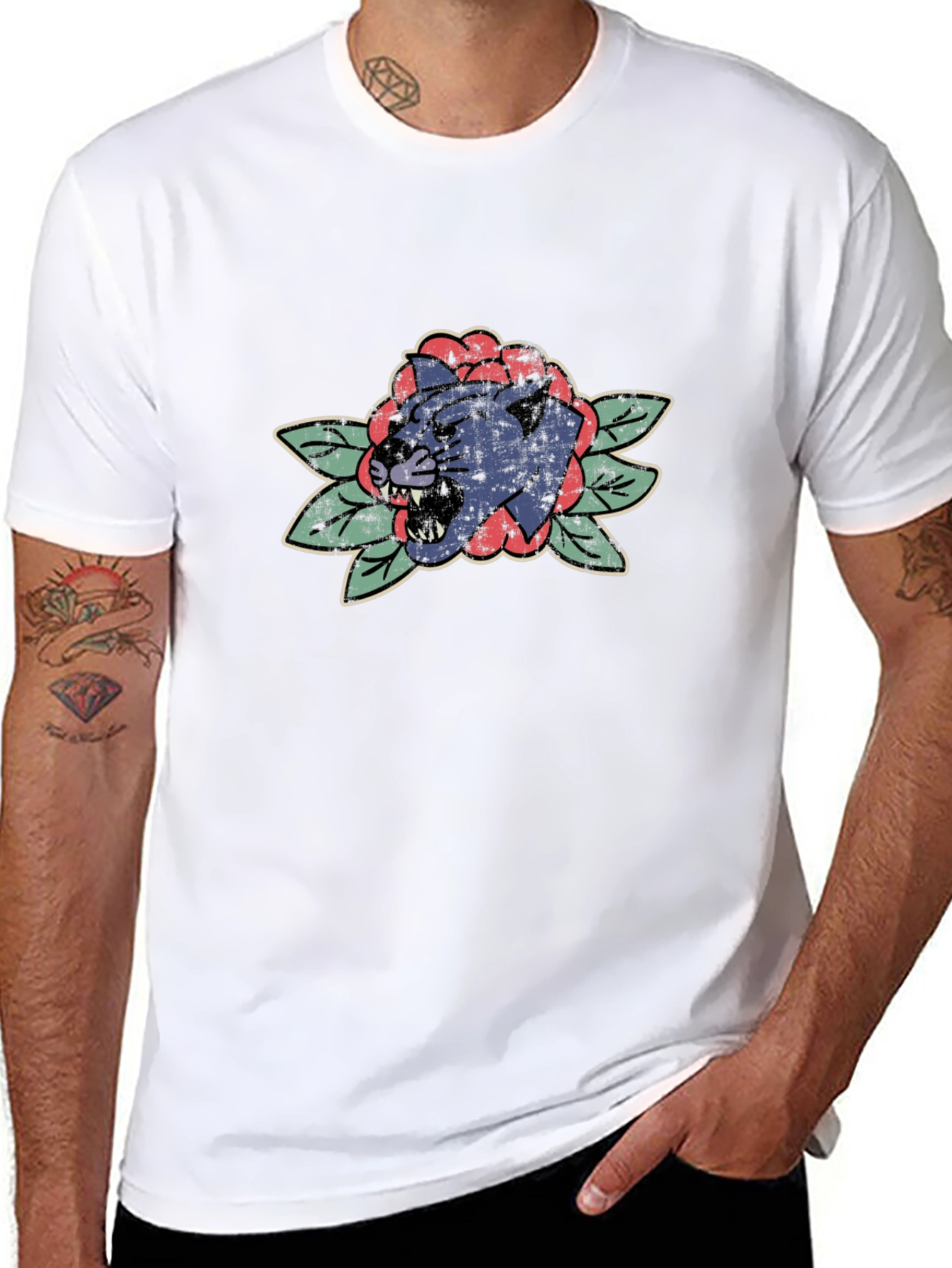 Panther Rose Tattoo Graphic T-Shirt