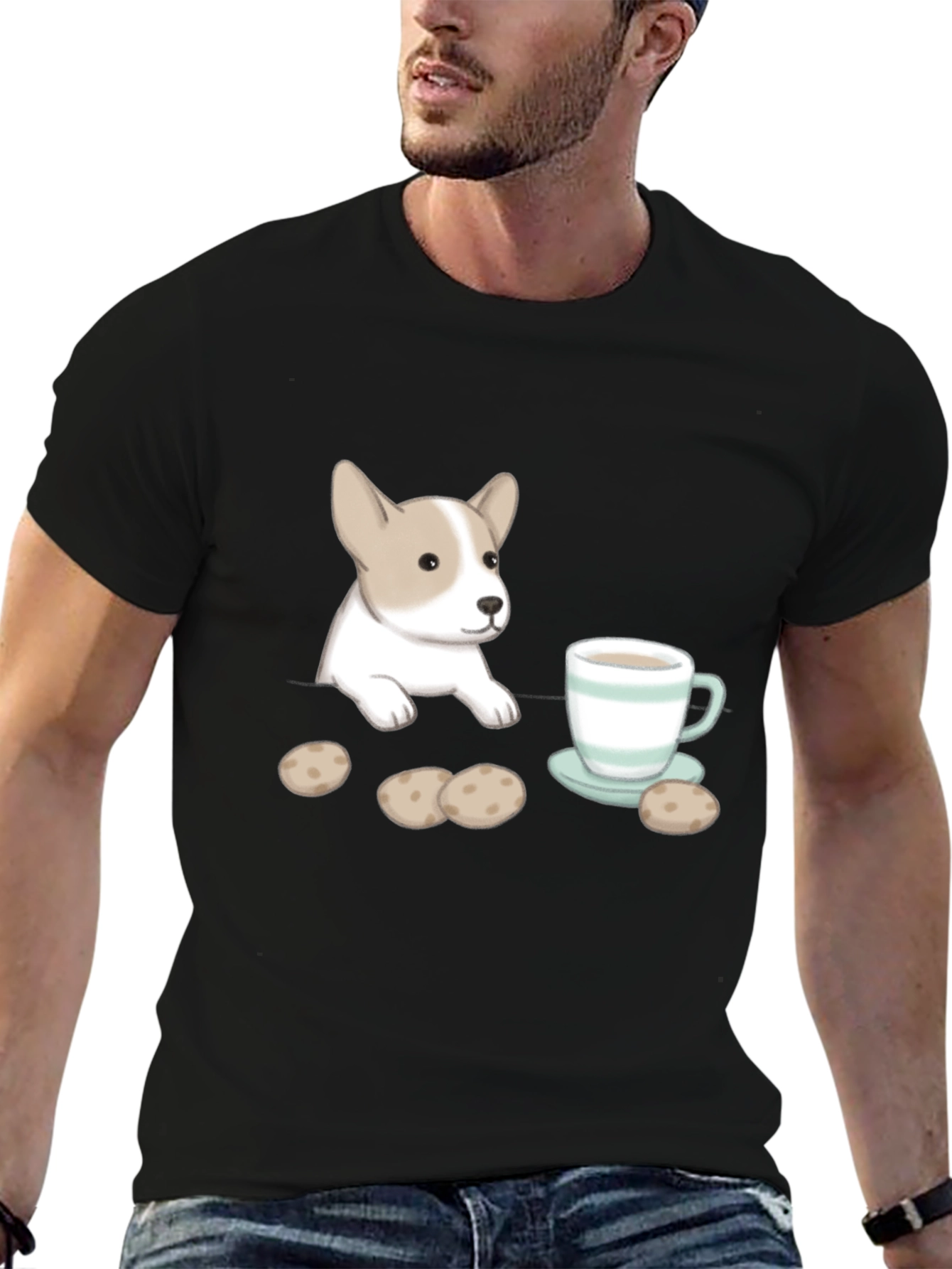 Cute Puppy Tea & Cookies Graphic T-Shirt