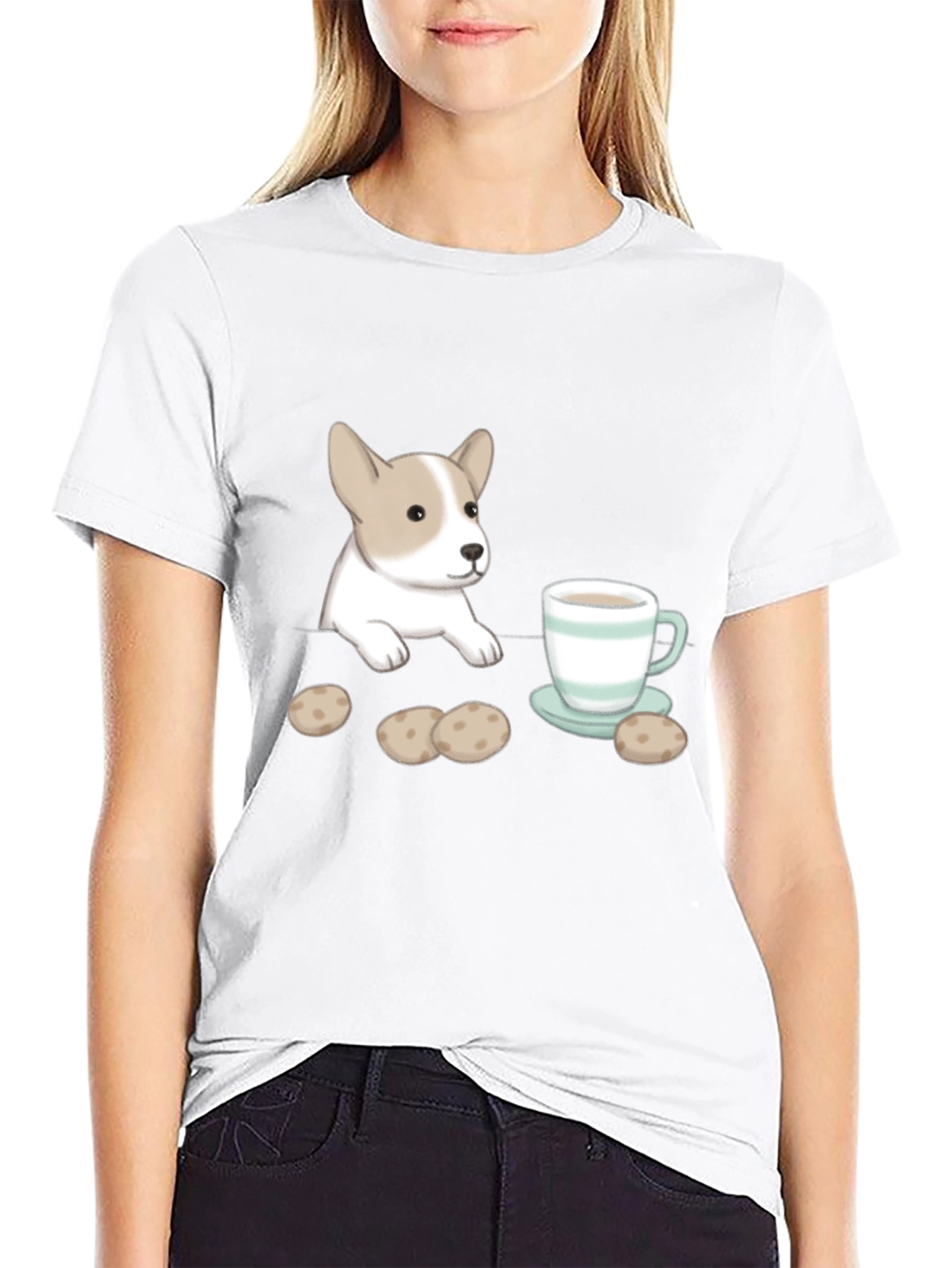 Cute Puppy Tea & Cookies Graphic T-Shirt