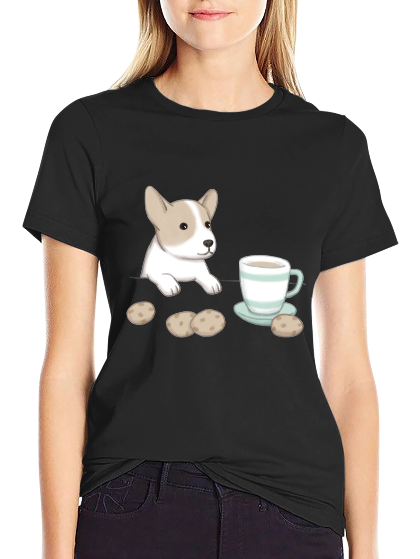 Cute Puppy Tea & Cookies Graphic T-Shirt