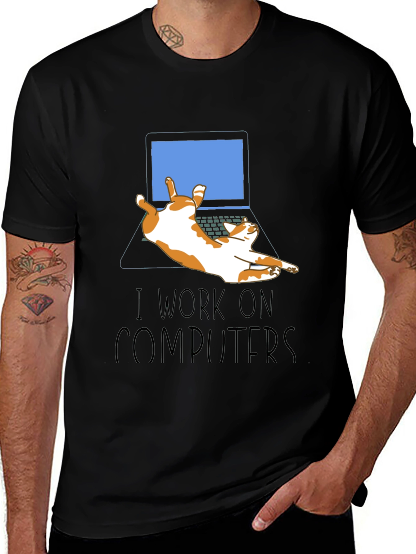 Funny Cat Computer T-Shirt
