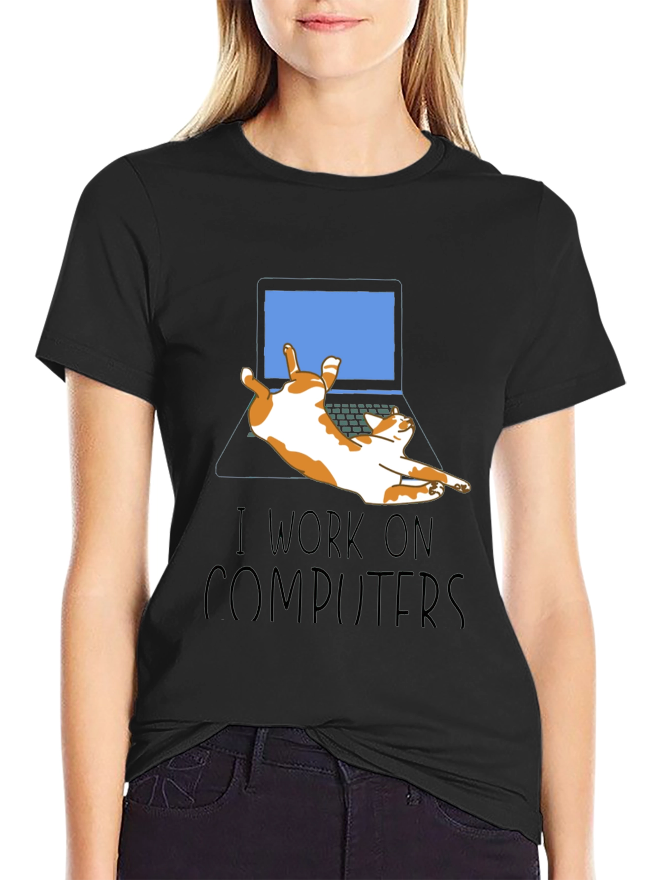 Funny Cat Computer T-Shirt