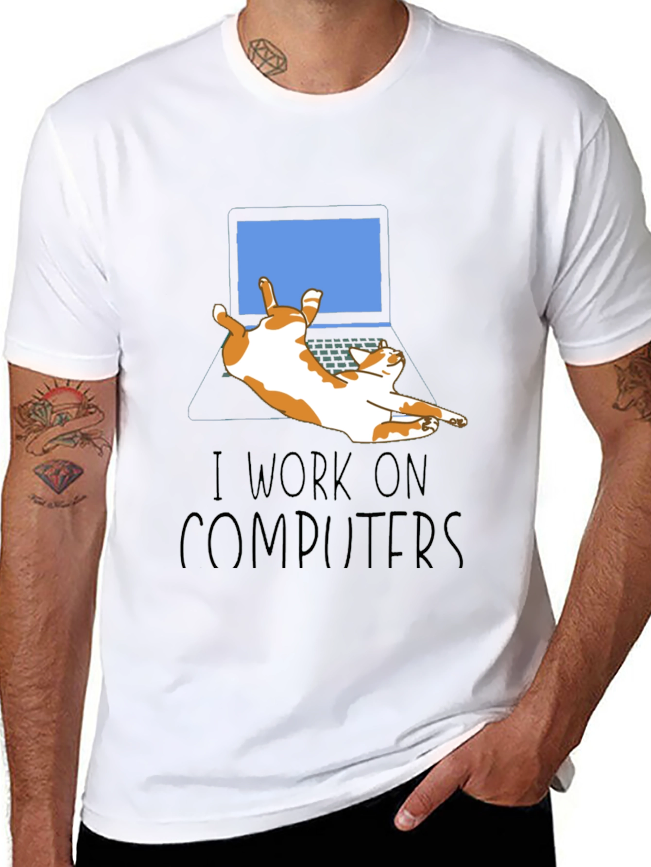 Funny Cat Computer T-Shirt